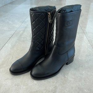 Chanel Mid-Calf Boots  38.5 Black